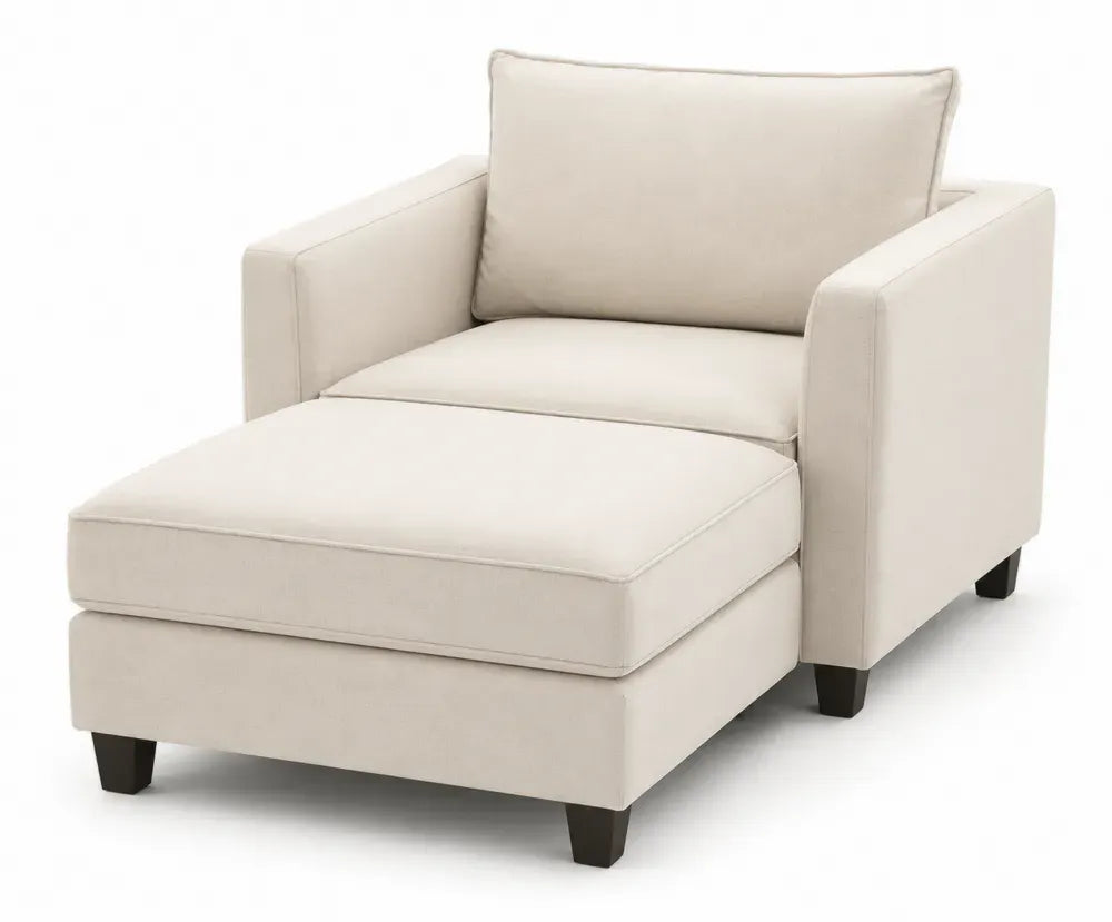 Modulares Sofa Sesselmodul mit Hockerteil 92 x 155 x 82 cm Polyestergewebe Sperrholz Beige Schwarz