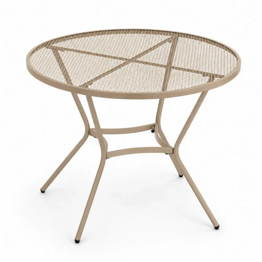Runder Gartentisch Ø 90 x 72 cm aus pulverbeschichtetem Stahl mit Gitterplatte Beige Schwarz