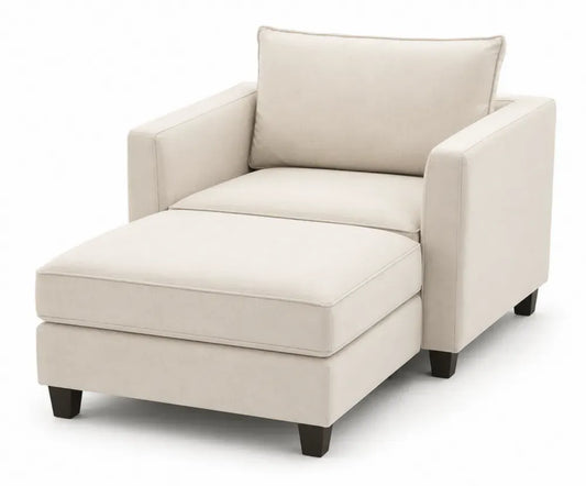 Modulares Sofa Sesselmodul mit Hockerteil 92 x 155 x 82 cm Polyestergewebe Sperrholz Beige Schwarz