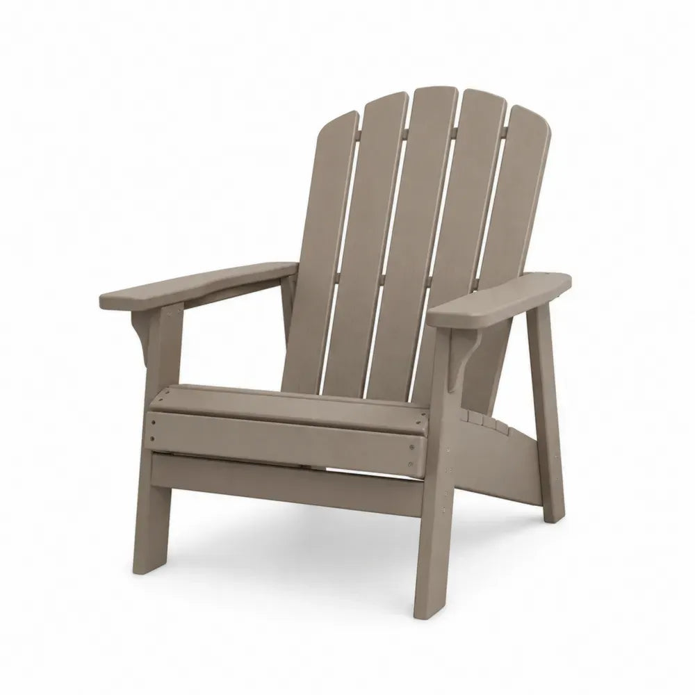 Adirondack Gartenstuhl mit Armlehnen 74 x 82 x 91 cm HDPE Kunststoff Lamellenform Taupe